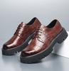 Fashion British Style Formal Big Head Dress Shoes for Men Solid Color Lace Platform Leather Shoes Male Fashion New Designer Casual Shoe