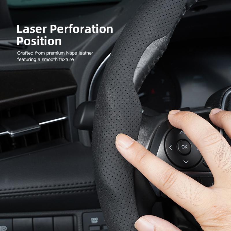 Car Leather Steering Wheel Sleeve Breathable Grip Handle Cover For Jeep Renegade Wagoneer Avenger Recon Wrangler JK Valve Stem ANT1