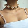 Punk Exaggerated Large Gold Beads Retro Imitation Pearl Beaded Clavicle Chain Short Necklace Women's Jewelry