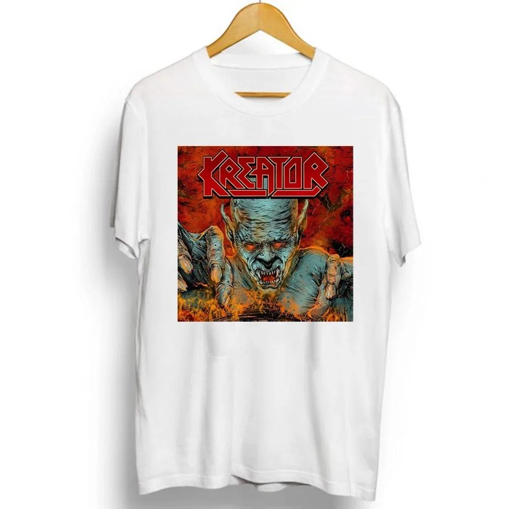 Mens Short Sleeve Tshirts 100 Cotton Kreator Rock Heavy Metal Band Print Adult Unisex Thrash Metal Tees Size S4XL New Women