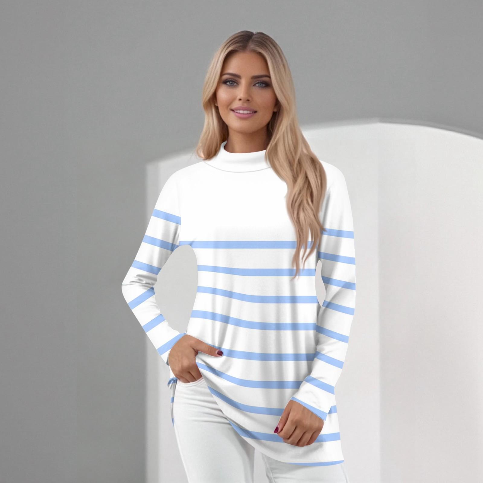 

Женский повседневный топ с длинным рукавом и средним воротником S