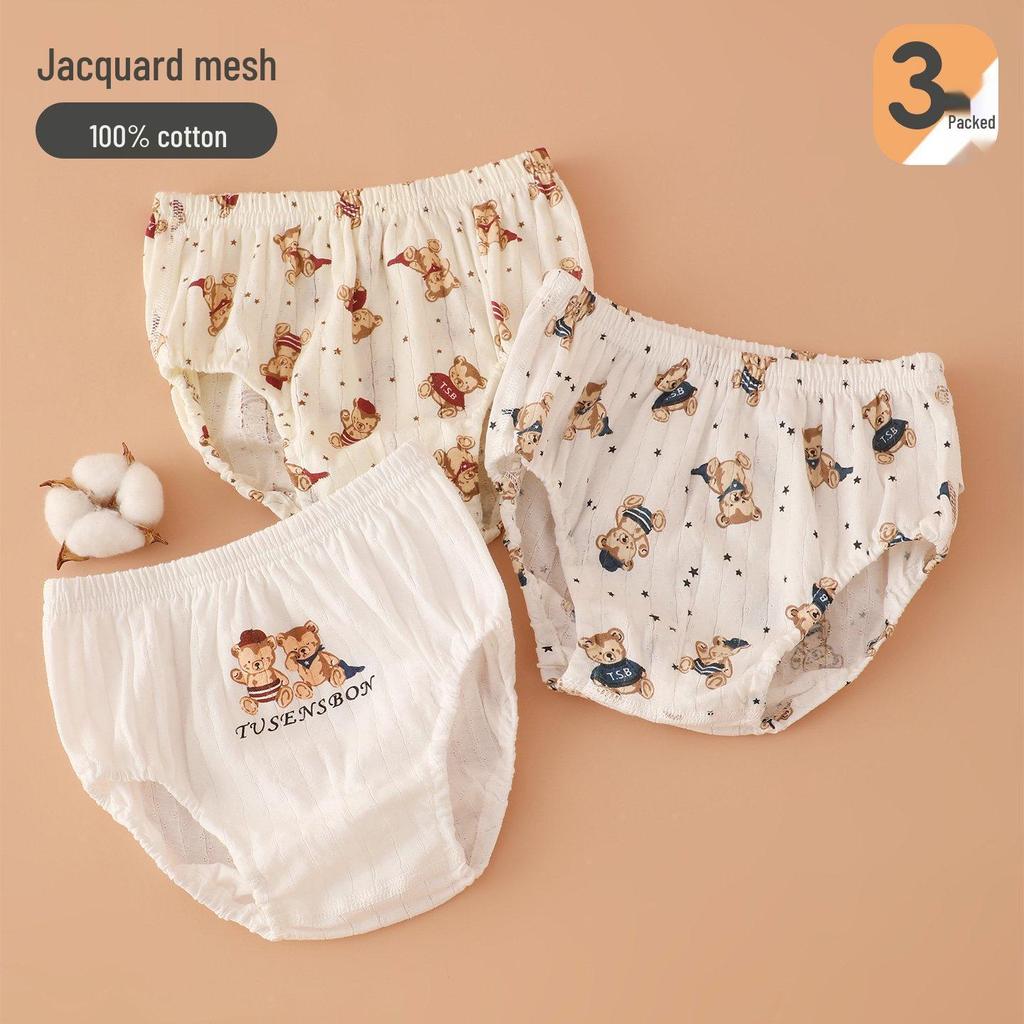3-Pack Boys' Four Seasons Cotton Briefs - Breathable, No-Pinch Student Underwear