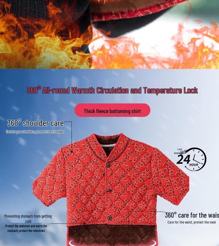 Women's Camel Hair Cotton Vest - Mid-Aged & Elderly, Warm, Thickened, Plus Velvet, Short-Sleeved, Waist & Shoulder Protection.