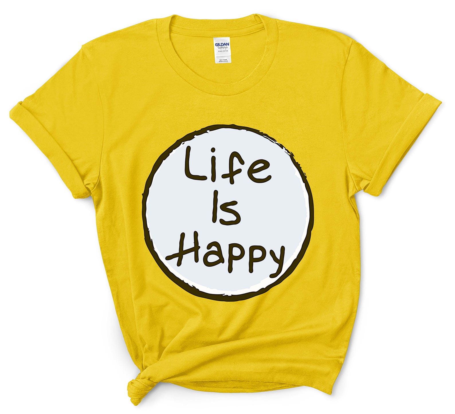 Life Is Happy T-Shirt, Positive Unisex Tee, Inspirational Cotton Shirt S