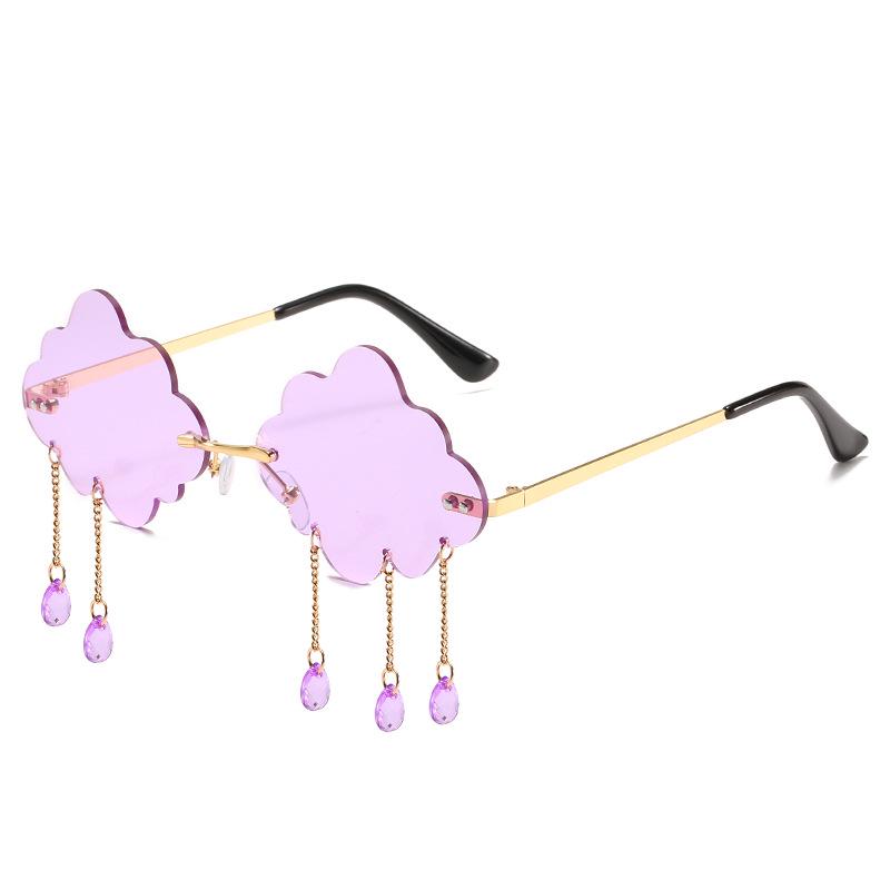 Personality Rainy Day Sunglasses Women Cloud-Shaped Fashionable Rimless Unique Sun Shades For Party Travel