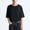 Zara Solid Color Comfortable Casual Round Neck Short Sleeve T-Shirt Men Tops Black 4150316-800