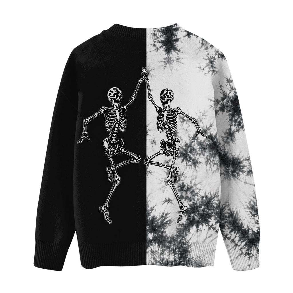 Women's Long Sleeve Halloween Print Sweater, Casual Round Neck Knit Top