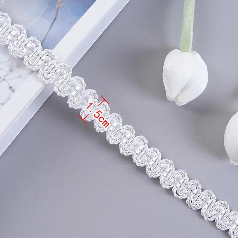 12m Braid Trim 1.5cm Width Decorative Woven Braid Trim Curtain Lace Clothing Neckline Cuff DIY Sewing Decoration Accessories