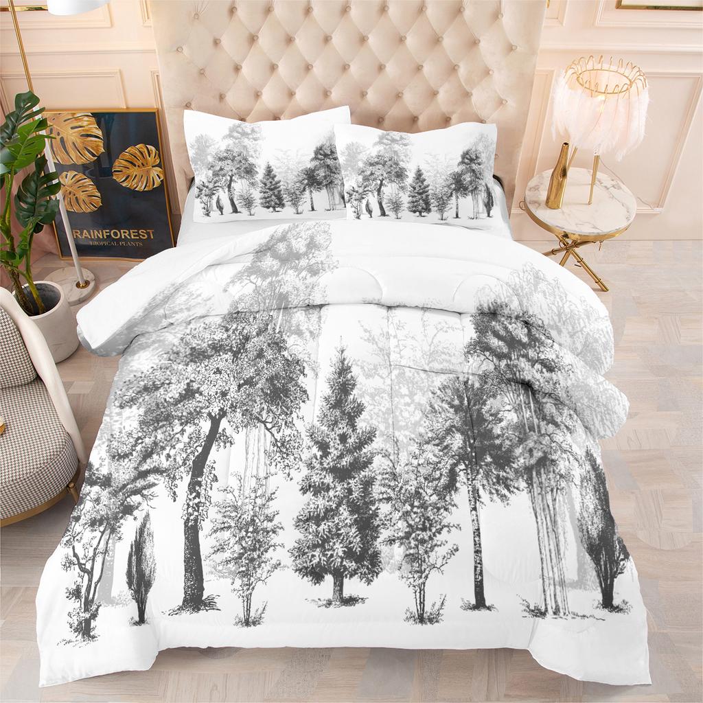 Loving Swan Couple Style Digital Print Bedding Set - 3 Piece