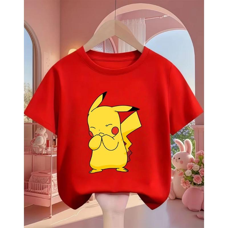 Pikachu Kids T Shirt 3-14Y Boys Girls Summer Cute Kawaii Crew Neck Fashion Street Hot Cartoon Casual Children