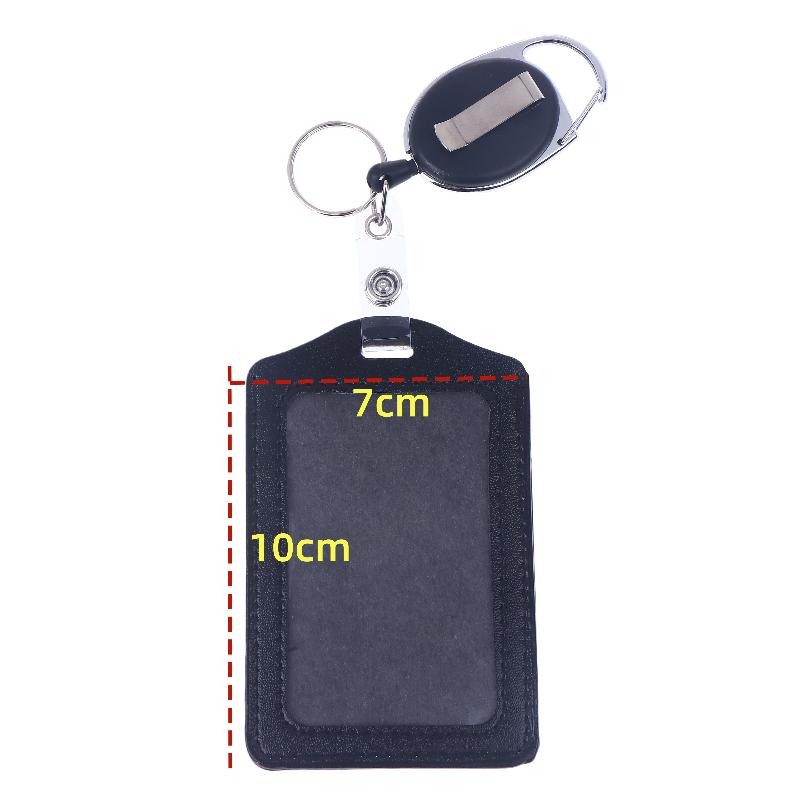 

1/3Pcs Pu Id Card Sleeve Hanging Rope High End Retractable Black Work Card Holder Student Meal Card Holder Diy Accessories