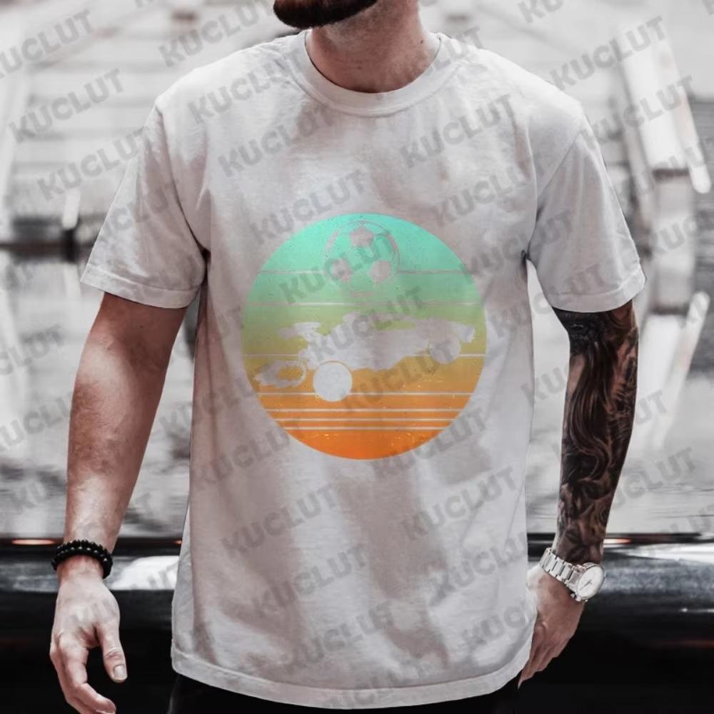 Men's T-shirt Casual Vintage Rocket Soccer Car Gamer Print Tshirts Summer O-neck T Shirt for Men Short Sleeve T-shirt Male Tops