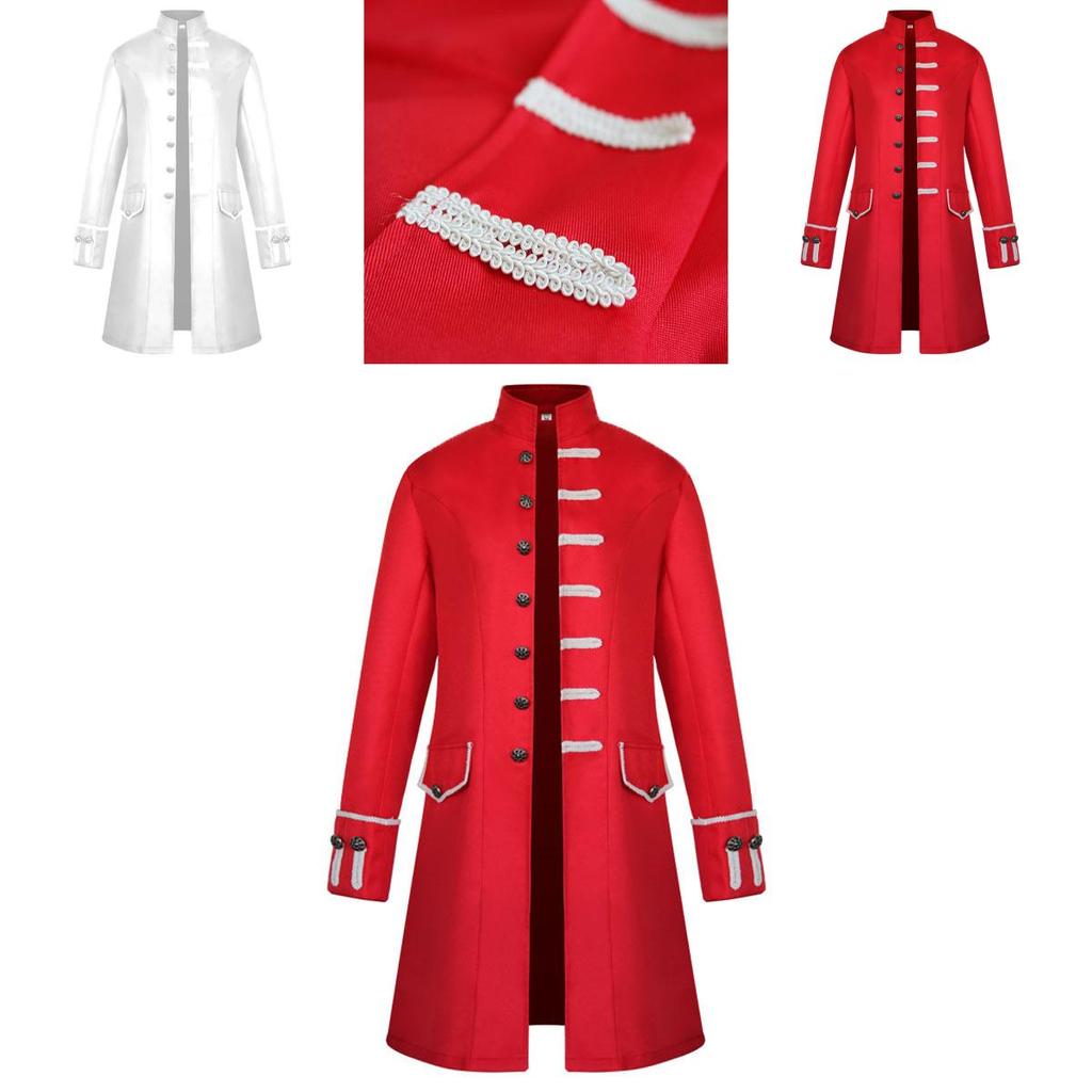 Men Renaissance Medieval Steampunk Jacket Gothic Retro Uniform Windbreaker Coat