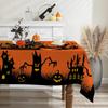 Halloween Tablecloth 52x70 Inches - Orange Castle Halloween Decorations for Home - Spider Web Table Cloth Rectangle Decor for Party, Dinner