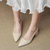 Low Cut Mary Jane High Heels With Thick Heel For Daily Office Wear