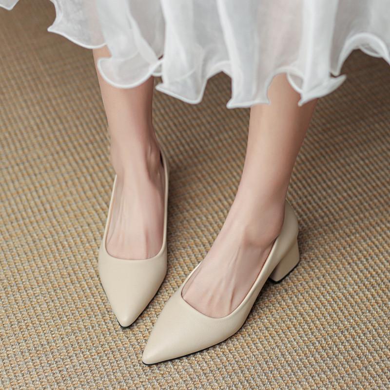 Low Cut Mary Jane High Heels With Thick Heel For Daily Office Wear