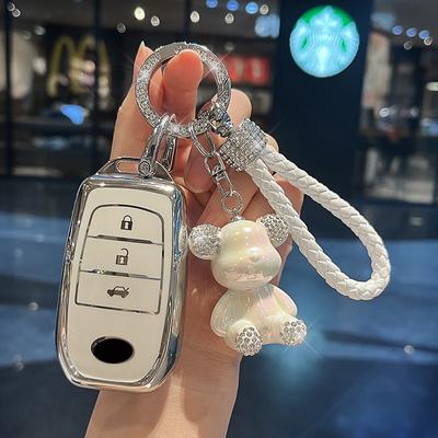 TPU Car Key Case Cover Fob for Toyota Prado Camry C-HR Rav4 Highlander Auris Prius Land Cruiser 200 Crown 3 Buttons KeyChain