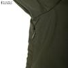 ZANZEA Women Casual V-Neck Solid Color Short Sleeve A-line Dress