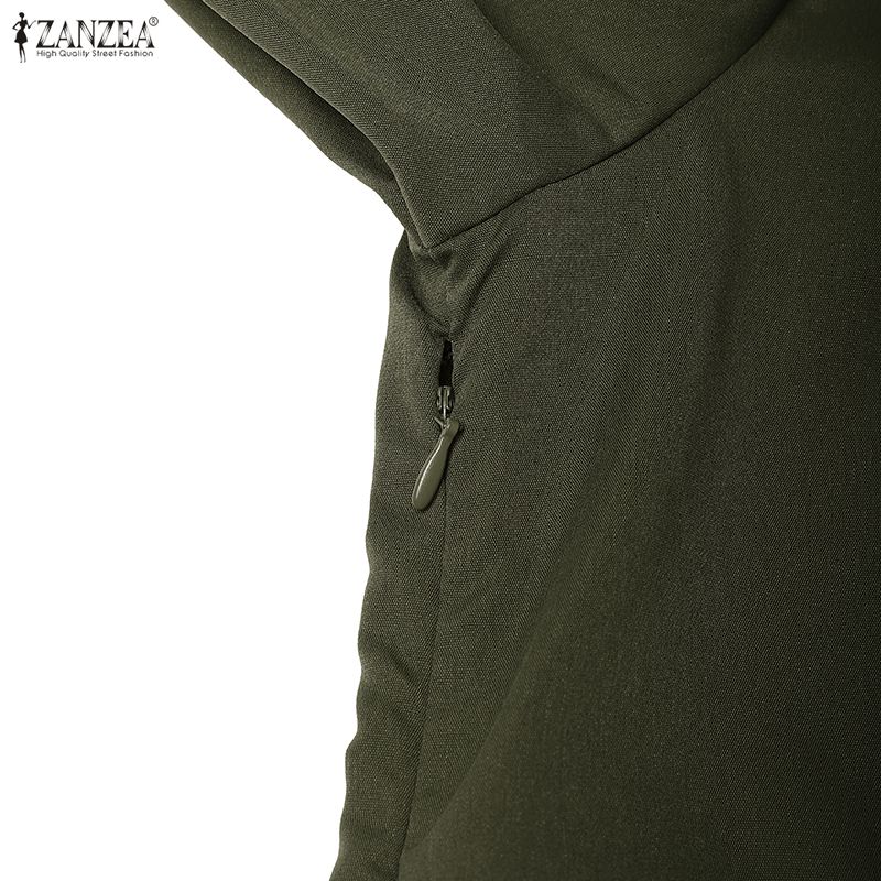 ZANZEA Women Casual V-Neck Solid Color Short Sleeve A-line Dress