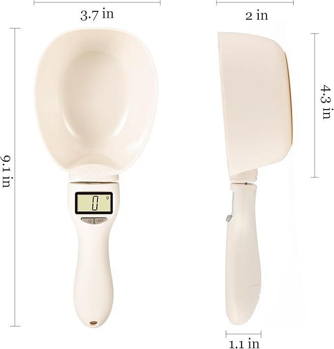 Digital Pet Food Scale with LED Display - Electronic Measuring Scoop for Dog/Cat Feeding, Kitchen Gram/Ounce Converter