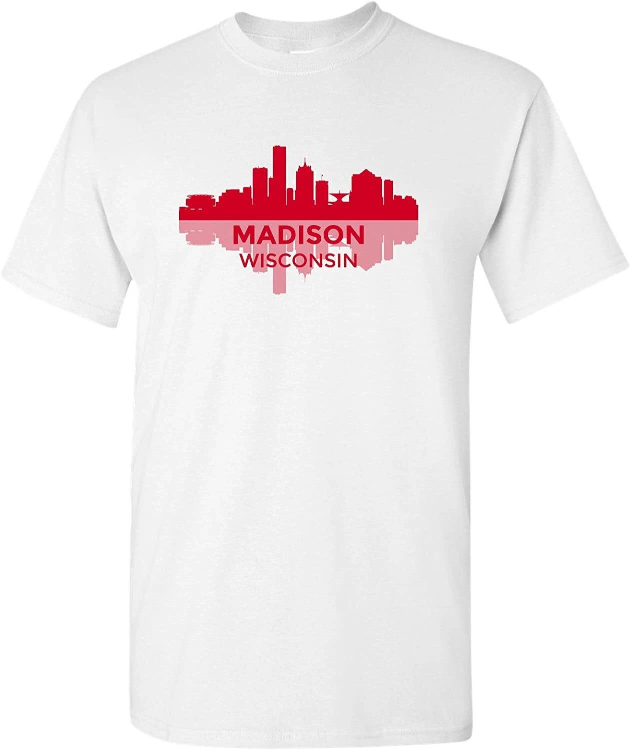 Madison Wisconsin Skyline - State City Hometown Pride T Shirt - White 3XL