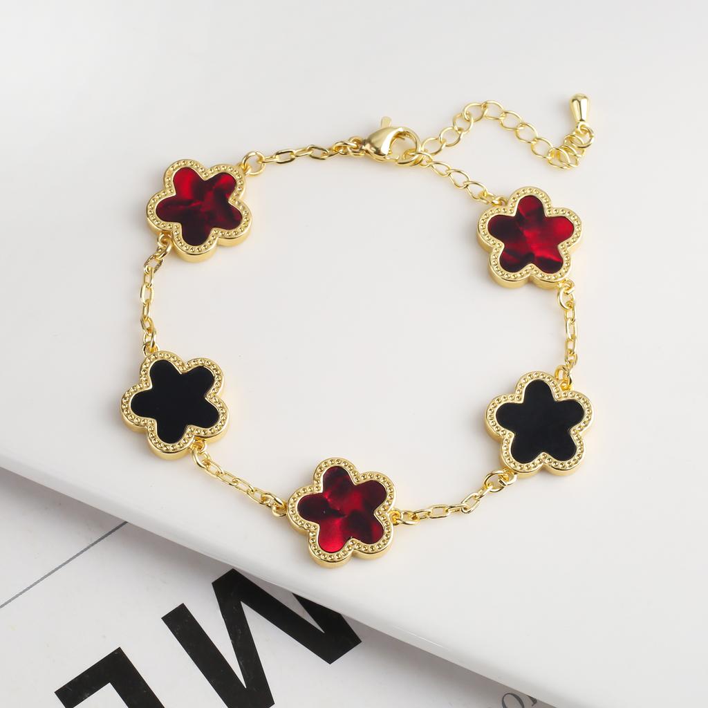 New Sweater Chain Five Point Star Creative Plant Plum Blossom Jewelry Set Shell Simple Bracelet/Necklace/Earrings Women's Clover