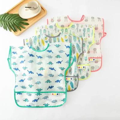 Baby-Bandana-Lätzchen, niedlich, bunt, Cartoon-Lätzchen, wasserdicht, für Säuglinge, Essen, Kinder, Zeichnen, Langarm-Schürze, selbsternährendes Baby-Lätzchen