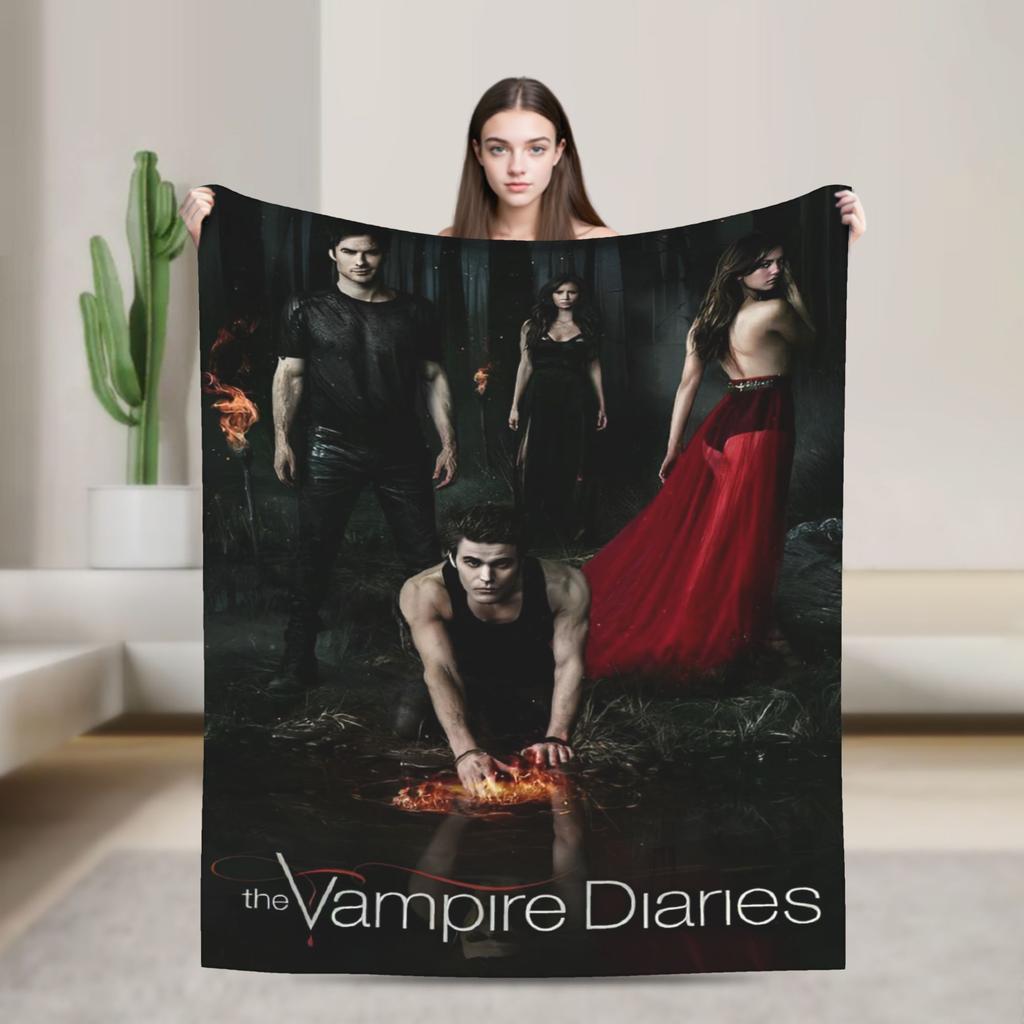Damon Salvatore Blankets The Vampire Diaries Plush Funny Breathable Throw Blankets for Home Autumn/Winter