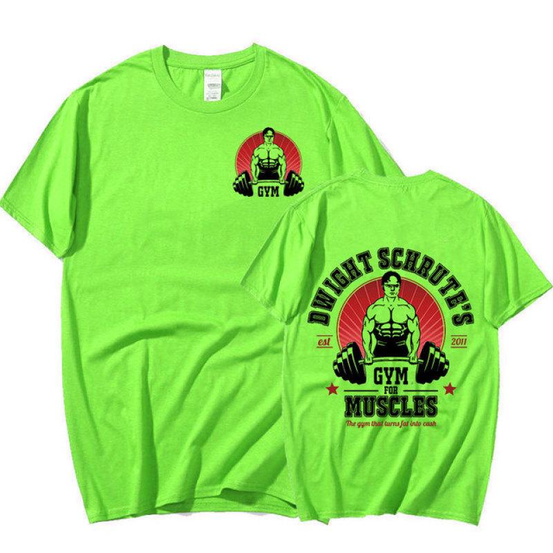 Dwight Schrute Gym for Muscles Oboustranné tričko TV seriál The Office Michael Scott Trička s krátkým rukávem Muži Bavlněné tričko