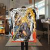 1Pc Death Note Print Flannel Blanket, High Quality Comfortable for All Seasons, Home Decor, Warmth and Comfort, Perfect for Christmas Gifts