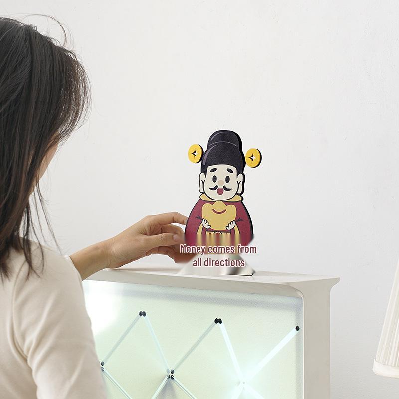 Wozoom Chinese Style God of Wealth Figurine Clock - Creative Housewarming Gift and Decoration