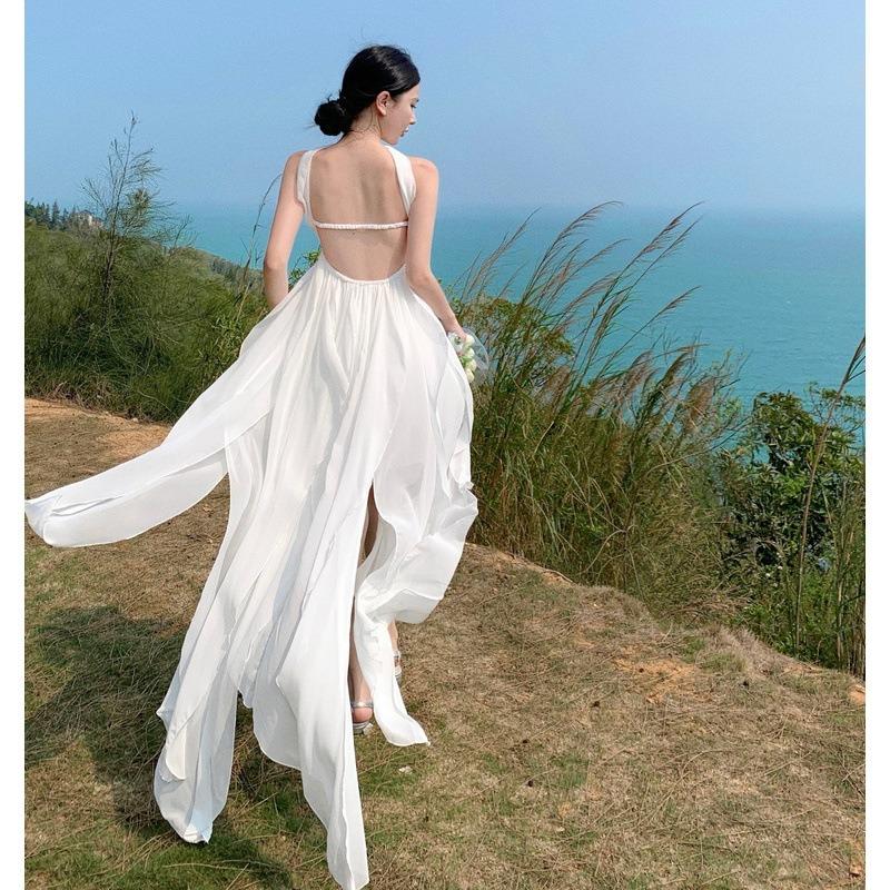 Summer New Vacation Niche Neck Tube Top Dress Femininity Thin Ruffle Skirt Vacation Dress