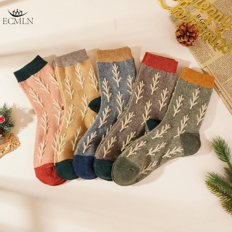 Fashion Women's Christmas Wool Socks Autumn Winter Vintage Thickened Socks Warm Soft Comfortable Socks