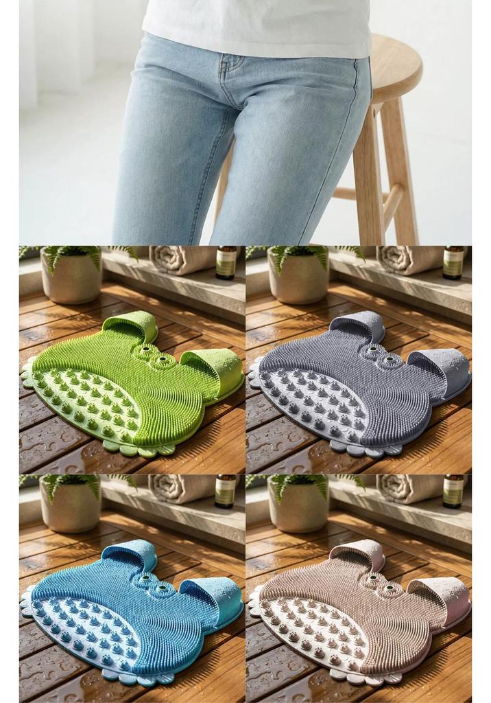 Wall-Mounted Anti-Slip Shower Mat: Foot, Back Scrubber & Massager
