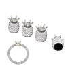 5PCS Bling Car Tire Valve Cap Clay ABS Diamond Crown Auto Wheel Caps And Rhinestone One Click Start Button Engine Decoration