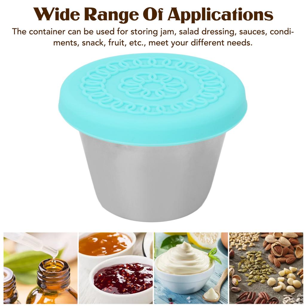 Beauty Salon Essential Oil Cup Stainless Steel Condiment Salad Dressing Container with Silicone Lid 70ml