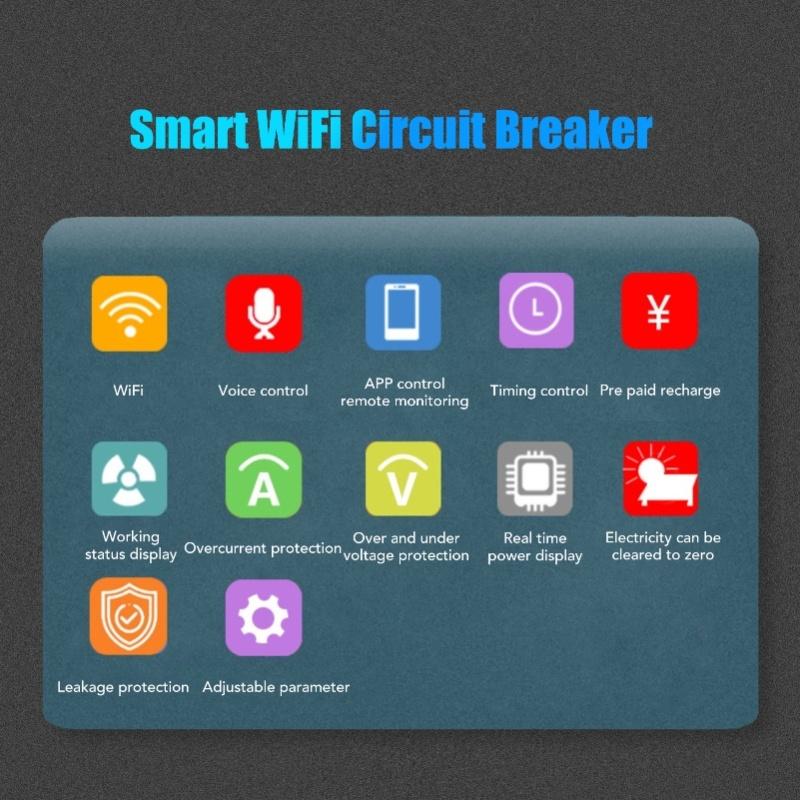 WiFi Smart Power Meter Switch For Tuya Energy Circuit Breaker Multi Function Protector With Metering AC85-300V 63A