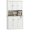 Country-Style Wooden Kitchen Pantry Cabinet with Cabinets and Drawer. 101x39x180cm. White