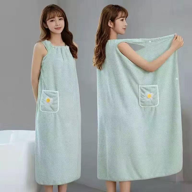 Soft Lengthened Bath Towel Wrap with Pockets for Adults