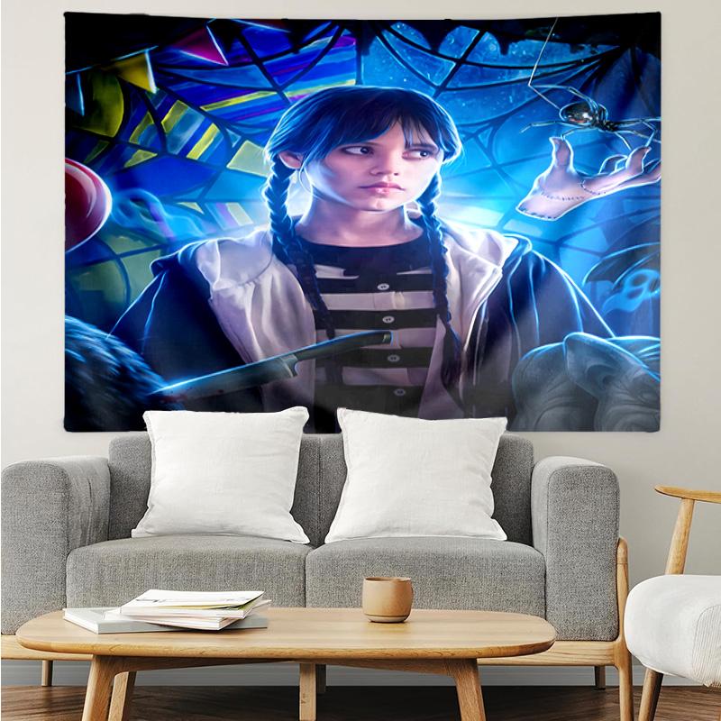 1PC Wednes-day Gothic K-pop Music Group Tapestry Accessories for Bedroom,Livingroom, Dormitory Room Wall Decor Fan Birthday Gifts