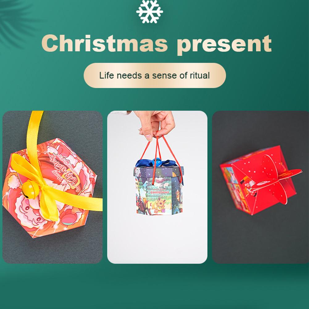 50pcs Cartoon Merry Christmas Treat Boxes For Candy Biscuit Baking Apple Paper Box Cookie Gift Packaging New Year Navidad