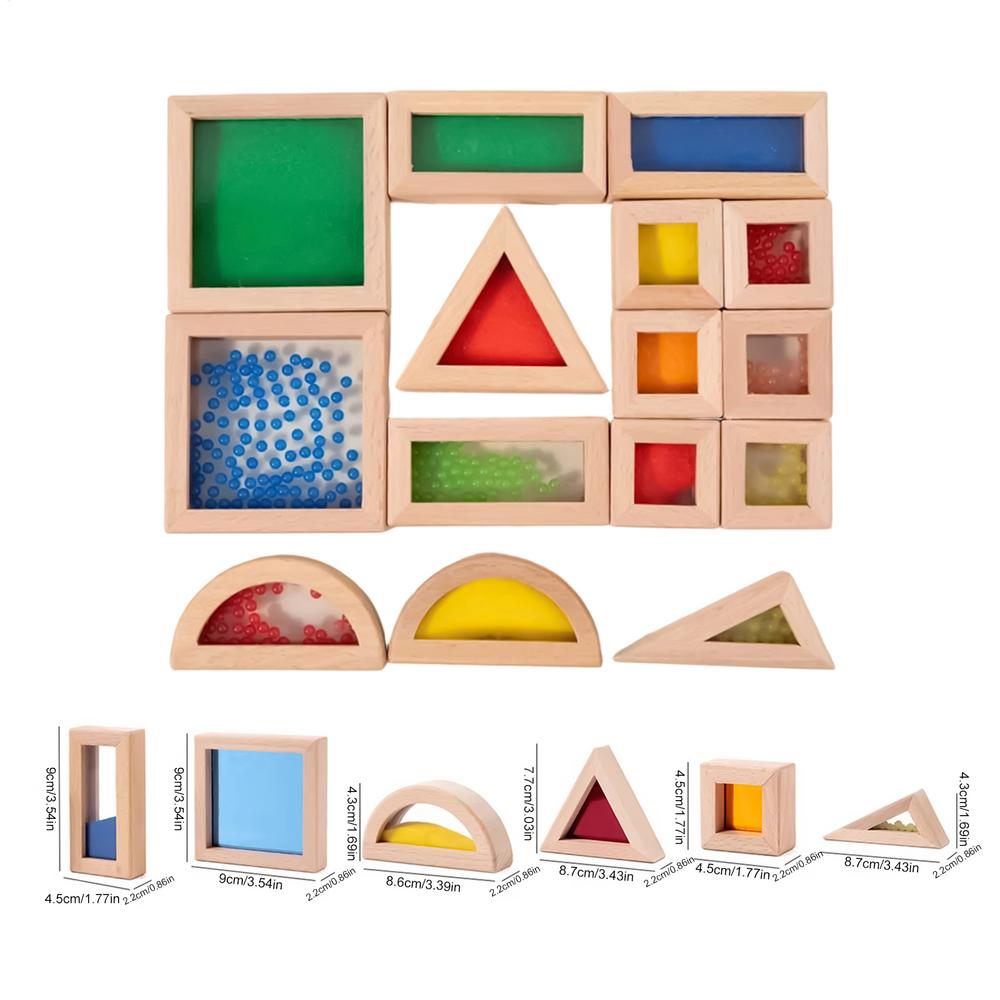 Wooden Sensory Blocks DIY Stacking Brick Toys size STEM Toys Construction Toys Learning Educational Birthday Toys