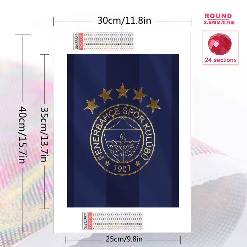 Fenerbahce Pattern 3pcs 100% Round Full Drill 5D DIY Diamond Painting Embroidery Cross Stitch Rhinestone Décor