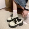 Size 35-43, Large Size Women's Shoes 41 Wide Fat Feet British Style Platform Small Leather Shoes Women's Lace-up Heightening Loafers 42
