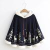 2019 Winter College Style Cute Patchwork Rabbit Ear Hooded Fleece-Lined Cape Coat