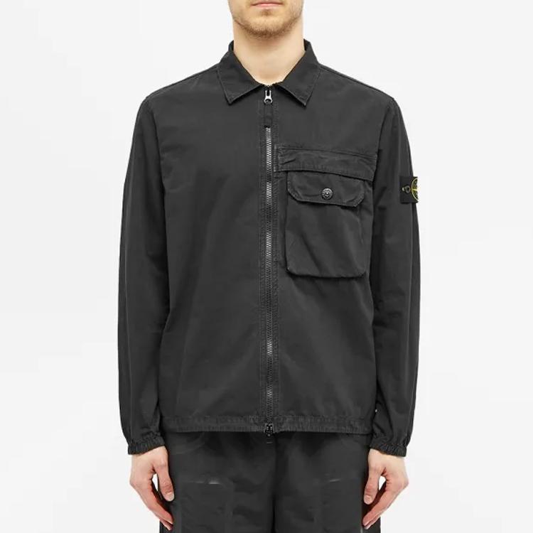 Stone Island Zip Pocket Cotton Dyed Classic Jacket Men jackets Black 7315107WN-V0129