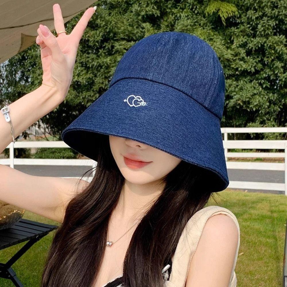 Love Embroidery Fisherman's Hat Foldable Bucket Hat Trendy Sun Hat  Women