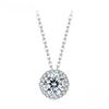 Sterling Silver Round Halo Moissanite Necklace, White Gold Plated Classic Elegant Necklace Engagement Jewellry Gift