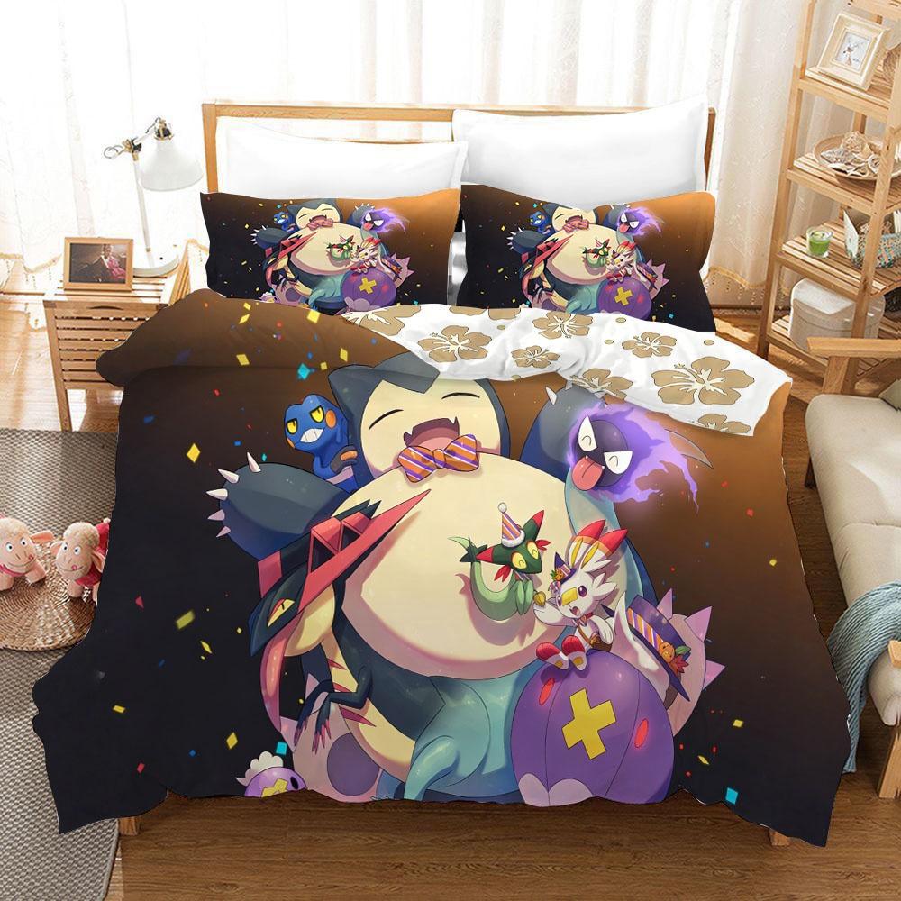 Duvet Cover Pillowcase Bedding Set Cartoon Pokemonzd Kawaii Adult Boy Girl Bedroom Decoration Children Single Double Large Size