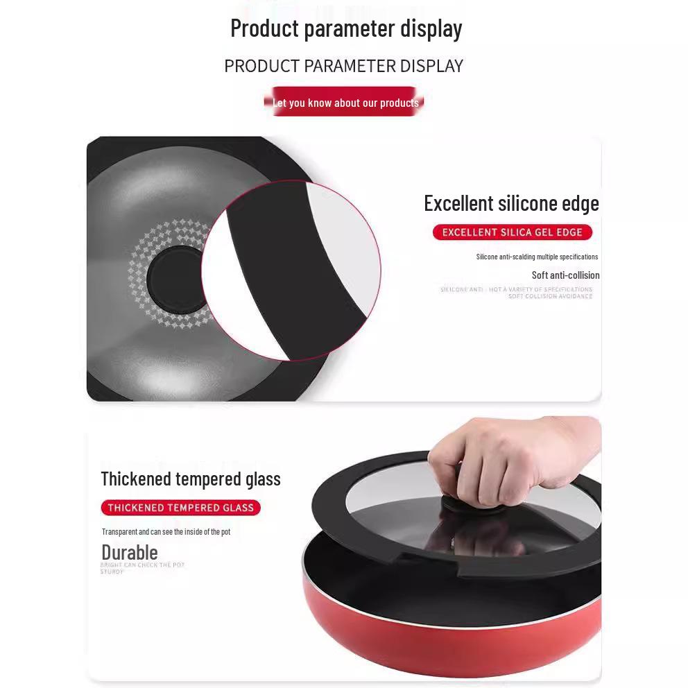 Universal Heat-Resistant Silicone Pot Lid with Notch - Edge-Sealing Glass Lid for Soup, Stir-fry, and Frying